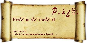 Prém Árpád névjegykártya